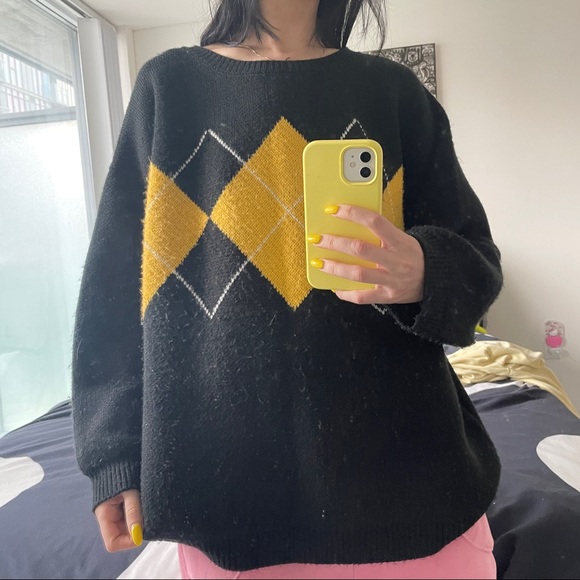 Oversized argyle sweater - Picture 2 of 5